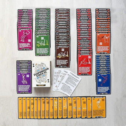 Stack 52 Suspension Exercise Cards Compatible with All Suspension Trainers. Suspended Bodyweight Resistance Workout Game. Video Instructions Included. Fun Home Fitness Program.(Mega Pack)