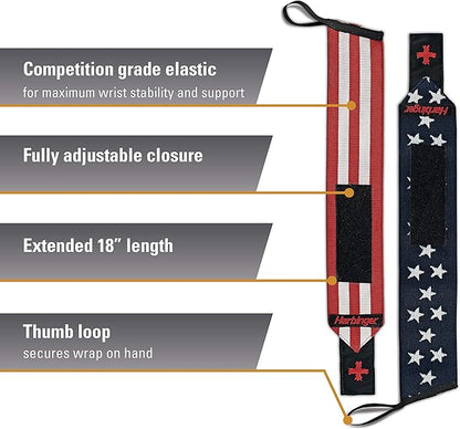 Harbinger Red Line 18-Inch Weightlifting Wrist Wraps for Men and Women (Pair)