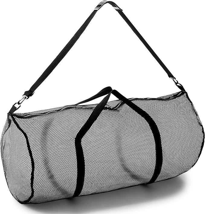 Champion Sports Mesh Duffle Bag – Oversized Breathable Gear Bag with Zipper & Shoulder Strap for Sports, Gym & Travel