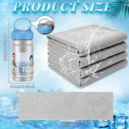 Honoson 10 Pack Cooling Towels Bulk - 47"x12" Soft Breathable Ice Towels for Neck & Face, Portable Chilly Rags Microfiber Sweat Rags for Yoga, Sports, Gym, Workout & Fitness(Light Gray)