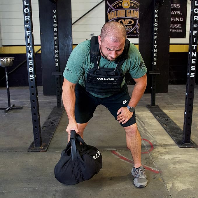 Valor Fitness Self- Fill Sandbags- Stone & Atlas Style - Built in Filler Bags 50,70, 100 or 200 lb Options Strength Training Workouts