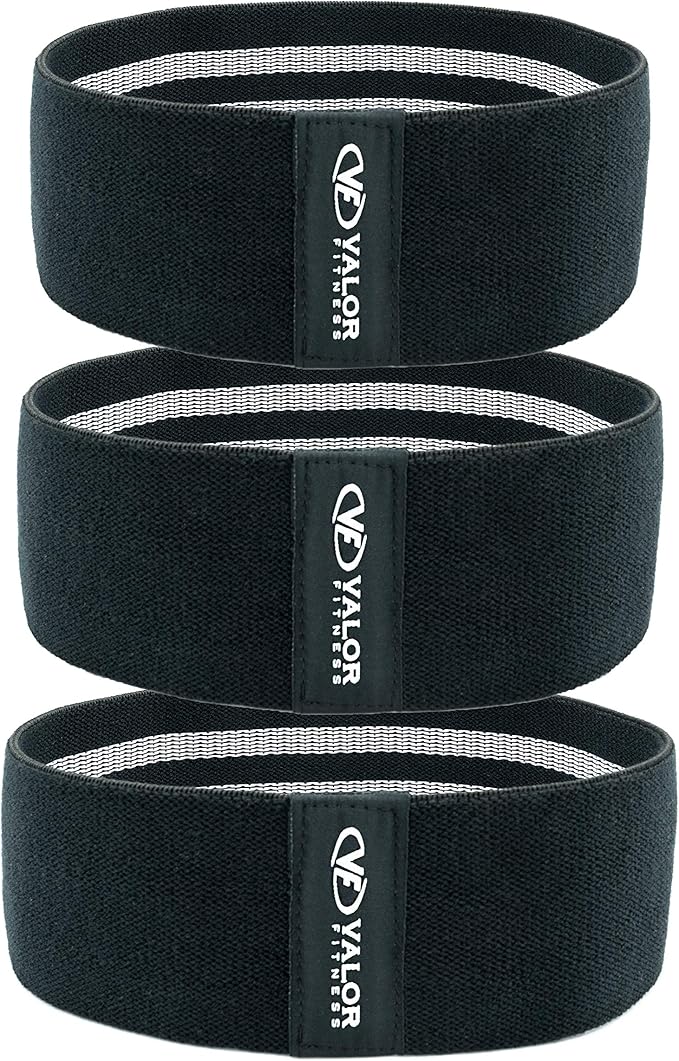 Valor Fitness Hip Bands - Fabric Resistance Glute Training Set, 3- Tension Level for Leg and Hip Mobility -Travel Bag Included