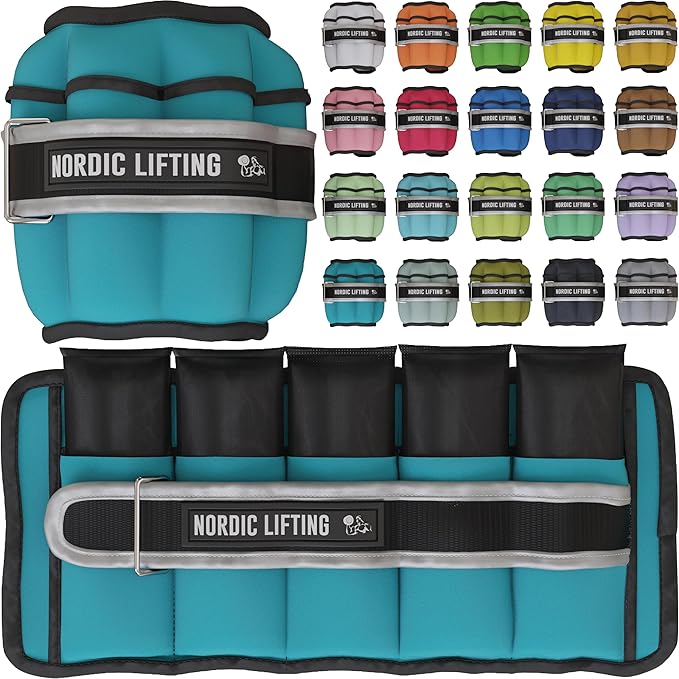 Nordic Lifting Adjustable Ankle Weights for Women & Men – 1 Pair (2–10 lbs) Wrist, Arm & Leg Weights for Gym, Yoga & Home Workouts – Secure Fit Strap Design – Durable Fitness Training Equipment
