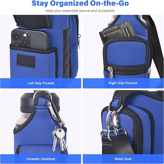 icolor Magnetic Gym Bag Water Bottle Carrier Holder with Phone Pockets & Shoulder Strap,Gym Magnetic Bag 5 Built-in Magnets Gym Accessories Organizer Sling Bottle Bag Pouch Sleeve