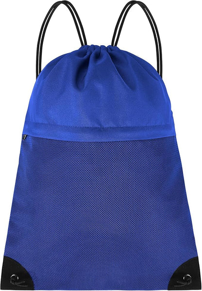 Drawstring Backpack Gym Bag - String Gym Bag for Men & Women, Lightweight Cinch Sports Sackpack for Beach, Travel, Yoga, Swimming, Blue