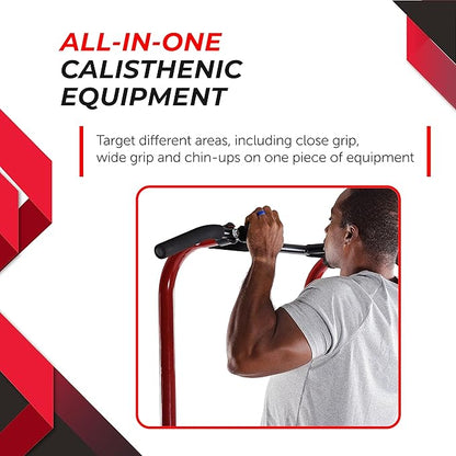 Stamina Power Tower - Dip Bar Pull Up Bar Station with Smart Workout App - Dip Bars for Home Workout - Up to 250 lbs Weight Capacity