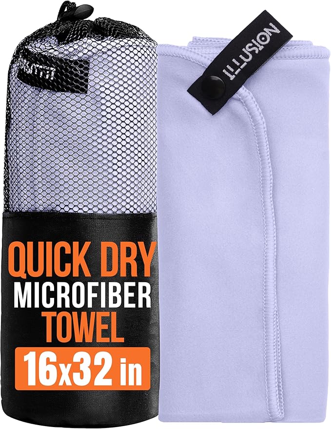 illusion Small Microfiber Gym Towels for Men and Women Active Sports (32" L x 16''W)-Lightweight Quick Dry Gym Towel for Sweat-Workout Towels Ideal for Yoga, Camping, Running, and Outdoor Activities