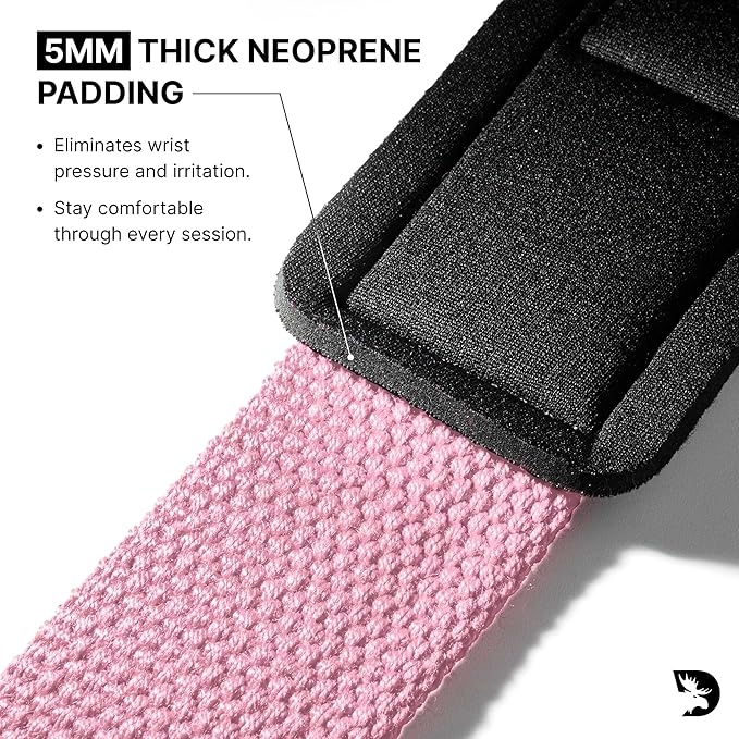 DMoose Fitness Lifting Straps 24" (Pair) - 5mm Padded Durable Wrist Straps for Weightlifting & Powerlifting - Cotton Lifting Strap with Silicone Grip for Men & Women - Deadlift Strap for Gym Workout