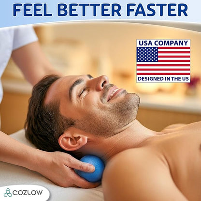 COZLOW Double Lacrosse Massage Ball - Blazing Blue - Peanut Trigger Point Roller for Mobility, Deep Tissue Therapy, Myofascial Release - Ergonomic Acupressure Tool for Muscle Pain Relief