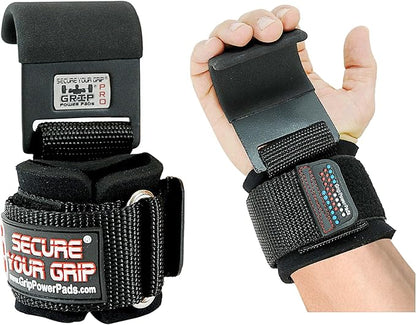 Weight Lifting Rod Hooks Heavy Duty Wrist Wraps Power Weight Lifting Training Gym Grips Straps Set of 2