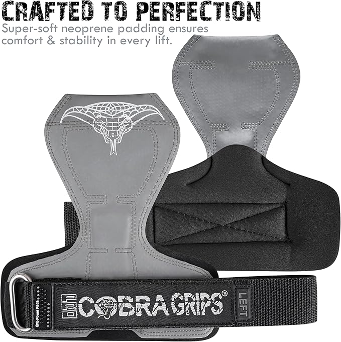Cobra Grips PRO Weight Lifting Gloves Heavy Duty Straps Alternative with Power Lifting Hooks Padded Wrist Support for Deadlifts & Bodybuilding