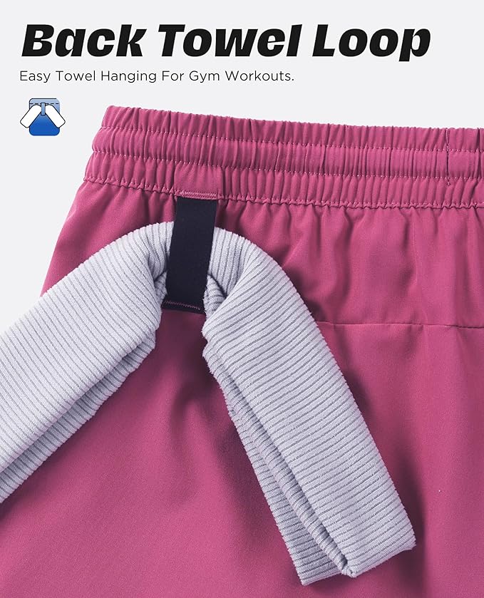 Men 2 in 1 Running Shorts with Compression Liner 5" 7" Quick Dry Workout Athletic Shorts with Pockets Towel Loop