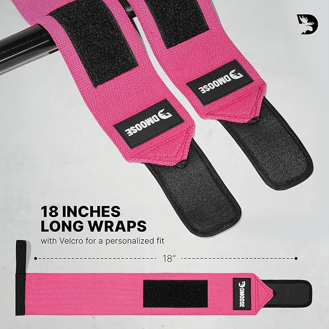 DMoose Fitness Wrist Wraps for Weightlifting 18" - Heavy Duty Gym Wrap with Hand Thumb Loop for Support & Pain Relief, USPA Approved Powerlifting, Weight Lifting Wrist Straps for Men & Women Work Out
