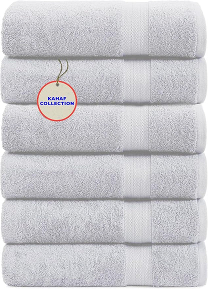 100% Cotton Bath Towel Set, White 24x48 Pack of 6 Towels, Quick Dry, Highly Absorbent, Soft Feel Towel, Gym, Spa, Bathroom, Shower, Pool, Luxury Soft Towels Light-Weight