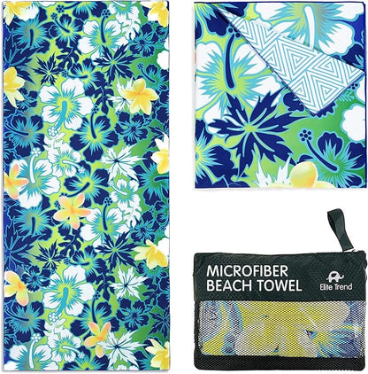 Elite Trend Microfiber Beach Towel for Adults with Bag - Extra Large 78x35 inch Lightweight Sand Free Quick Dry Towel for Travel, Swimming, Yoga, Camping