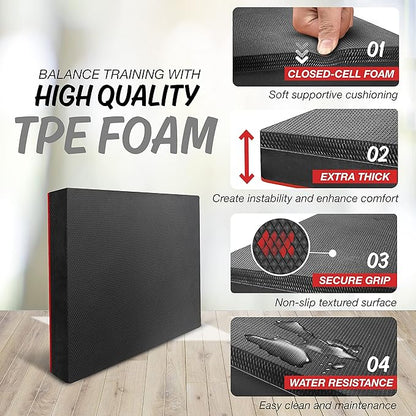 Yes4All Balance Pad, Nonslip TPE Foam Balance Pad with Upgraded Sizes - L, XL, XXL Balance Mat for Fitness, Yoga & Stability Training - Multicolor Options