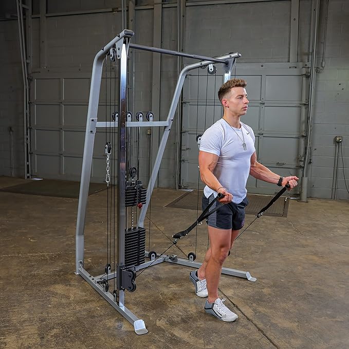 Powerline (PFT50) Functional Trainer by Body-Solid - Compact Dual Pulley Gym Equipment with 210 lb Weight Stack, Adjustable Swivel Pulleys