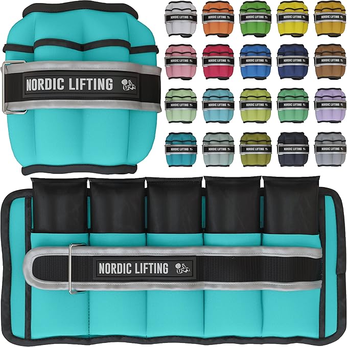 Nordic Lifting Adjustable Ankle Weights for Women & Men – 1 Pair (2–10 lbs) Wrist, Arm & Leg Weights for Gym, Yoga & Home Workouts – Secure Fit Strap Design – Durable Fitness Training Equipment