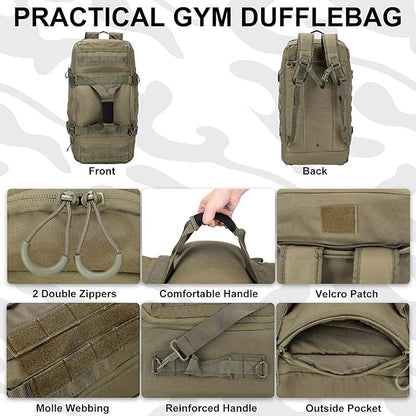 Gym Bag Duffle Bags Backpack Travel Duffle Bag with Weekend Overnight Bag for Outdoor Tactical Sports Travel Camping Hunting