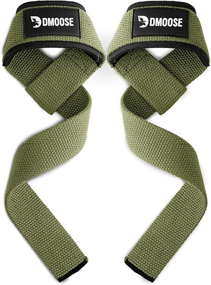 DMoose Fitness Lifting Straps 24" (Pair) - 5mm Padded Durable Wrist Straps for Weightlifting & Powerlifting - Cotton Lifting Strap with Silicone Grip for Men & Women - Deadlift Strap for Gym Workout