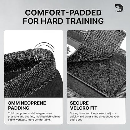 DMoose Fitness Ankle Strap for Cable Machine - One Size Fit with Premium Padding Cuffs, Ankle Bands for Working Out, Booty Workouts, Leg Extension, Hip Abductors, Kickbacks & Lower Body Exercises
