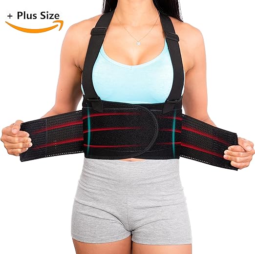 Plus Size Back Brace for Men Lower Back Heavy Lifting with Suspenders, Back Support Belt for Work, Lower Back Brace with Lumbar Support for Back Pain Relief, Construction Warehouse Moving Belt, 3XL