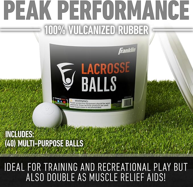 Franklin Sports Lacrosse Balls - Official Size Lax Balls for Practice - Rubber 63mm Outdoor Lacrosse Balls - Great for Muscle Massage Therapy + Yoga - White + Yellow