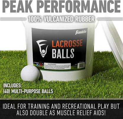 Franklin Sports Lacrosse Balls - Official Size Lax Balls for Practice - Rubber 63mm Outdoor Lacrosse Balls - Great for Muscle Massage Therapy + Yoga - White + Yellow