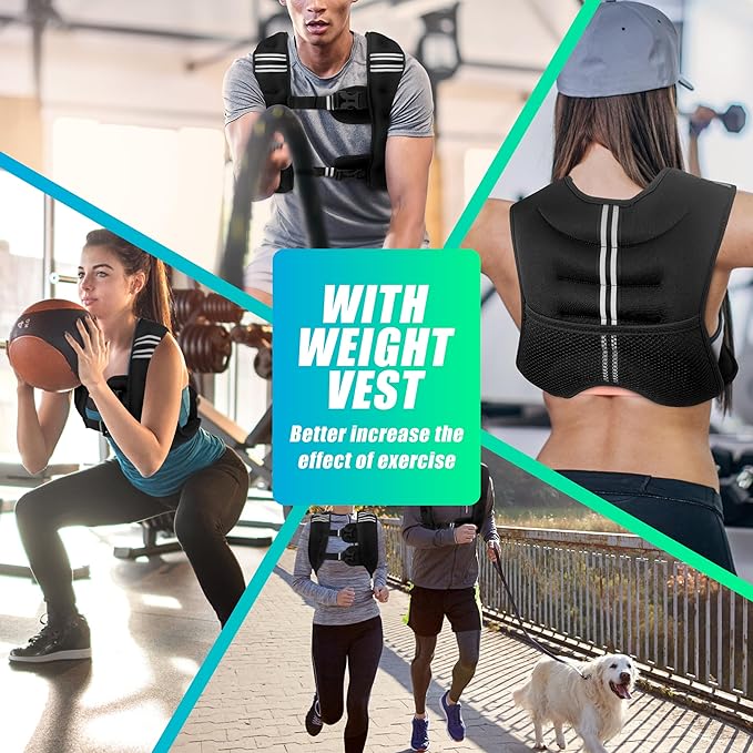 Weighted Vest Men or Women - 6lb/8lb/12lb/16lb/20lb/25lb/30lb Weights with Reflective Stripe, Weighted vest for Workout Equipment for Strength Training Night Running