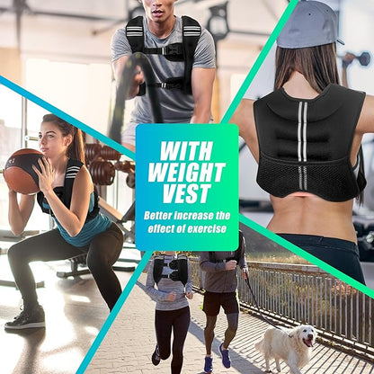Weighted Vest Men or Women - 6lb/8lb/12lb/16lb/20lb/25lb/30lb Weights with Reflective Stripe, Weighted vest for Workout Equipment for Strength Training Night Running