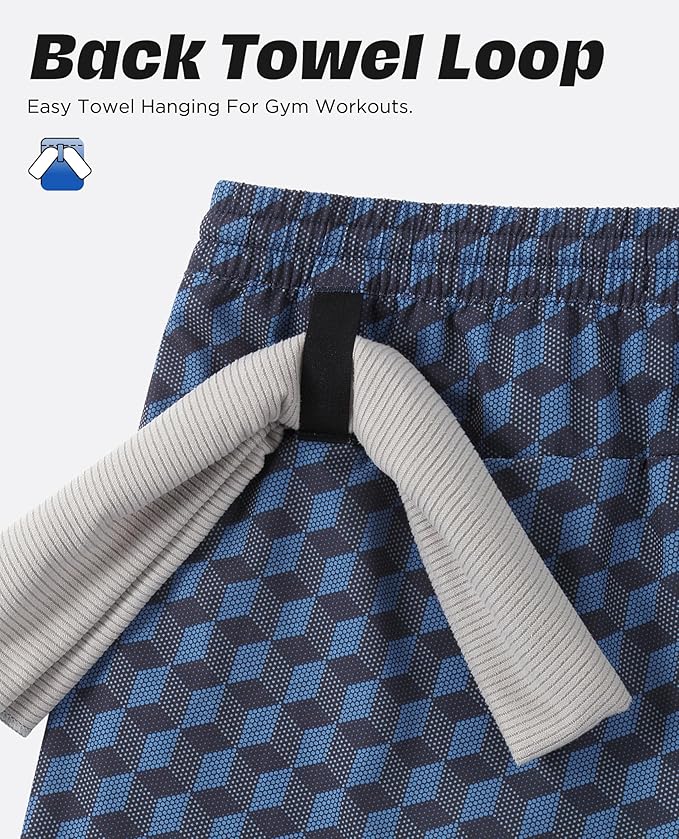 Men 2 in 1 Running Shorts with Compression Liner 5" 7" Quick Dry Workout Athletic Shorts with Pockets Towel Loop