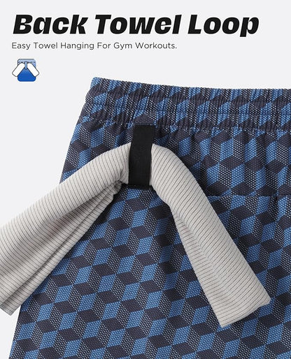 Men 2 in 1 Running Shorts with Compression Liner 5" 7" Quick Dry Workout Athletic Shorts with Pockets Towel Loop