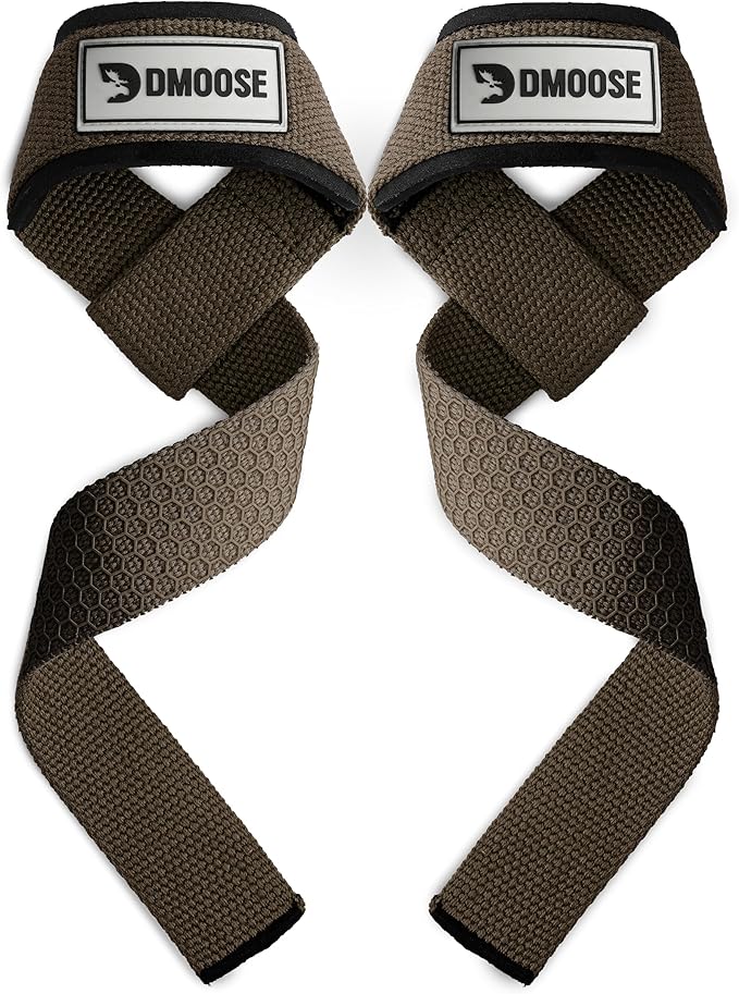 DMoose Fitness Lifting Straps 24" (Pair) - 5mm Padded Durable Wrist Straps for Weightlifting & Powerlifting - Cotton Lifting Strap with Silicone Grip for Men & Women - Deadlift Strap for Gym Workout