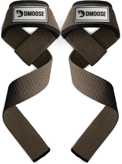 DMoose Fitness Lifting Straps 24" (Pair) - 5mm Padded Durable Wrist Straps for Weightlifting & Powerlifting - Cotton Lifting Strap with Silicone Grip for Men & Women - Deadlift Strap for Gym Workout