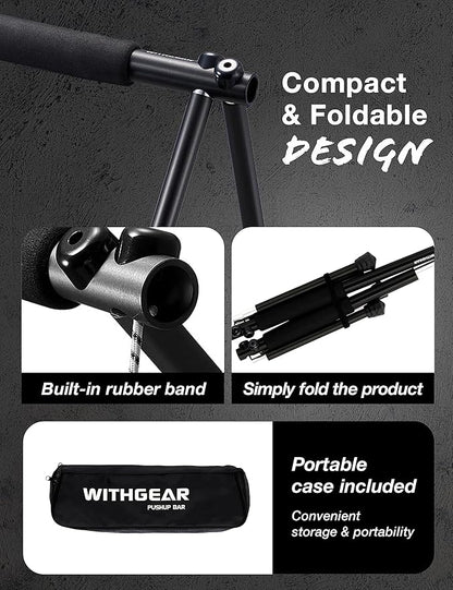 Push Up Bar – Folding Dip Bar for Home Workout, Lightweight & Portable Strength Training Equipment for Men & Women, Indoor & Outdoor Use (Hawk)