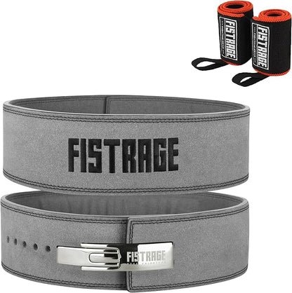 FISTRAGE Lever Buckle Weight Lifting Leather Black Belt Gym Back Support for Men & Women Training Fitness Exercise for Tough Workouts | Power Lifters | Supports Lumber Lower Back