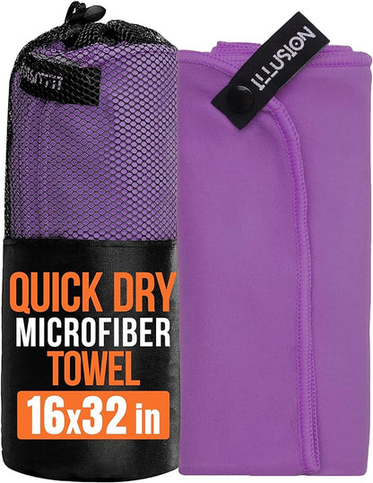 illusion Small Microfiber Gym Towels for Men and Women Active Sports (32" L x 16''W)-Lightweight Quick Dry Gym Towel for Sweat-Workout Towels Ideal for Yoga, Camping, Running, and Outdoor Activities