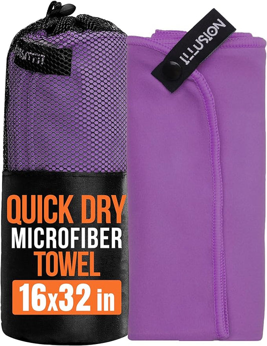 illusion Small Microfiber Gym Towels for Men and Women Active Sports (32" L x 16''W)-Lightweight Quick Dry Gym Towel for Sweat-Workout Towels Ideal for Yoga, Camping, Running, and Outdoor Activities
