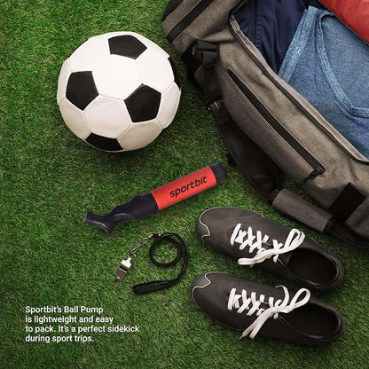 SPORTBIT Ball Pump for Sports Balls - Push & Pull Inflating System - Hand Pump for All Exercise Balls - Volleyball Pump, Basketball Inflator, Football & Soccer Ball Air Pump - Goes with 5 Needles Set