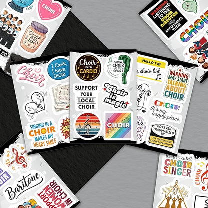100Pcs Choir Stickers and Decals for Water Bottle, Laptops - Choir Gifts for Choir Director - Music & Singing Stickers, Gift for Women & Men