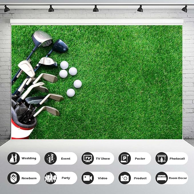 Golf Backdrop Green Grass Golf Sports Photography Background Golfs Theme Party Relaxation Backdrop Decorations Outdoor Golfs Party Birthday Photo Booth Studio Props 20x10ft