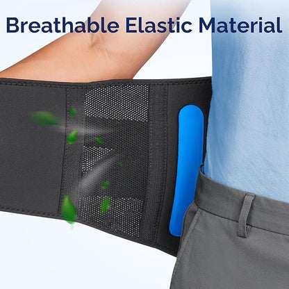 FEATOL Lower Back Brace with 5 Reinforced Stays for Women and Men, Adjustable Snug-Fit Lumbar Support Belt for Work, Size XXL, Waist 44.1"-48.4"