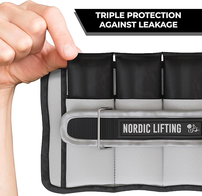Nordic Lifting Adjustable Ankle Weights for Women & Men – 1 Pair (2–10 lbs) Wrist, Arm & Leg Weights for Gym, Yoga & Home Workouts – Secure Fit Strap Design – Durable Fitness Training Equipment