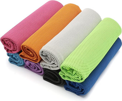 SMALLElectric 8 Packs 40"x 12" Microfiber Multicolor Solid Cooling Towel (Temperature Regulating) for Yoga, Sport, Gym, Workout, Fitness, Running