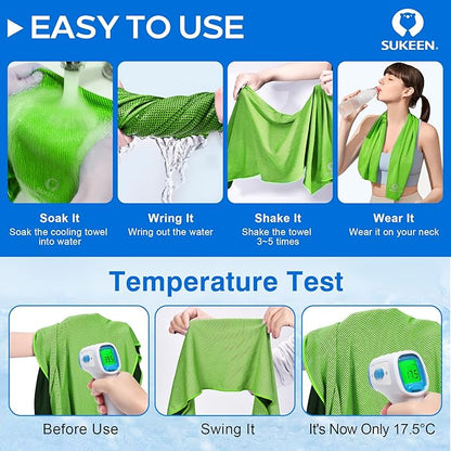 Sukeen 4 Pack Cooling Towels (40"x12"), Cooling Neck Wraps, Ice Towel, Soft Breathable Chilly Towel,Microfiber Towel for Yoga,Sport,Running,Gym,Workout,Camping,Fitness,Workout & More Activities