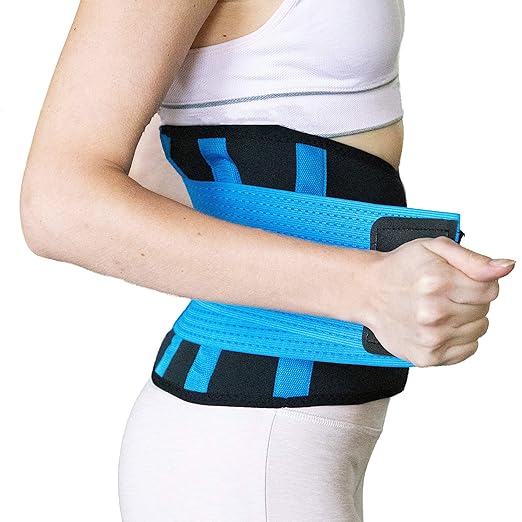 RiptGear Back Brace for Lower Back Pain Relief - Breathable Back Brace for Men and Women - Ideal for Lifting, Work, Sciatica, Herniated Disc, and Lumbar Support - Blue, Medium (Waist: 28"-31")