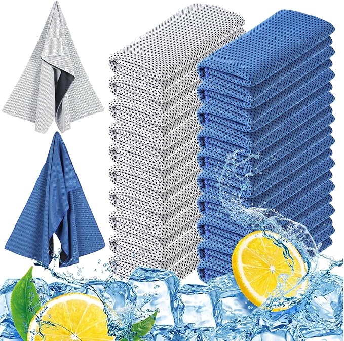 Hosuly 20 Pcs Cooling Towel 47 x 12 Inch Ice Towel for Neck, Microfiber Cool Towel, Breathable Soft Chilly Towel for Yoga, Sports, Gym, Camping, Golf, Running, Fitness, Workout(Vintage Color, 20 Pcs)