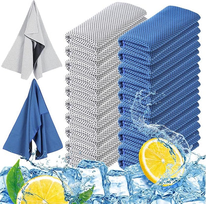 Hosuly 20 Pcs Cooling Towel 47 x 12 Inch Ice Towel for Neck, Microfiber Cool Towel, Breathable Soft Chilly Towel for Yoga, Sports, Gym, Camping, Golf, Running, Fitness, Workout(Vintage Color, 20 Pcs)