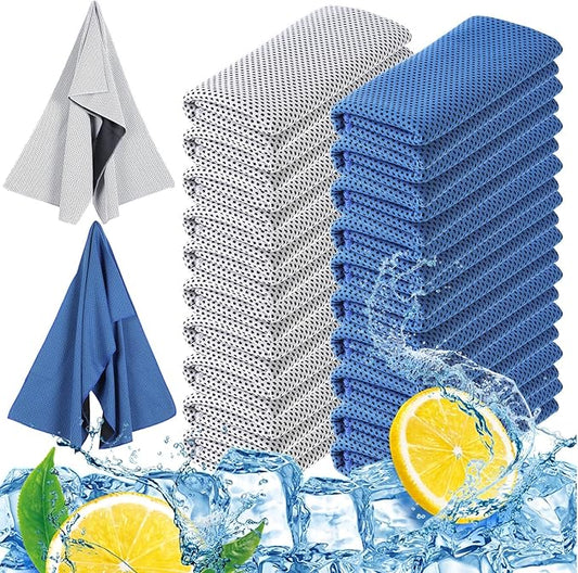 Hosuly 20 Pcs Cooling Towel 47 x 12 Inch Ice Towel for Neck, Microfiber Cool Towel, Breathable Soft Chilly Towel for Yoga, Sports, Gym, Camping, Golf, Running, Fitness, Workout(Vintage Color, 20 Pcs)