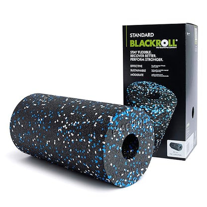 BLACKROLL - Standard Foam Roller - Myofascial Trigger Point Release, Back Massage, Perfect for Yoga, Home Workouts, Muscle Recovery, Black/White/Blue